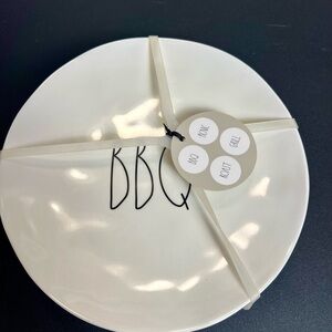 4 Rae Dunn white BBQ Plates new